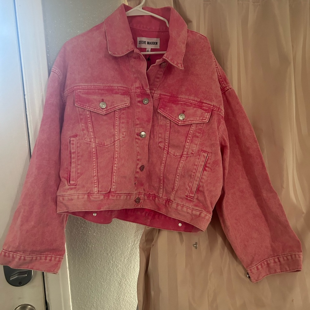 Steve Madden Pink Cropped Jean Jacket